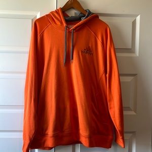 Men’s 2XL Adidas Climawarm Ultimate Hoodie, orange with thumb cuffs and hood
